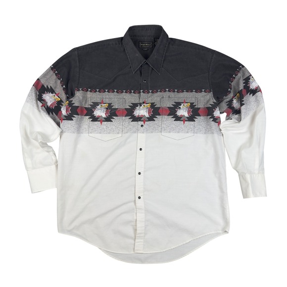 High Noon Other - Vtg High Noon Western Pearl Snap Shirt Men's XL Eagle Aztec Cowboy USA Made